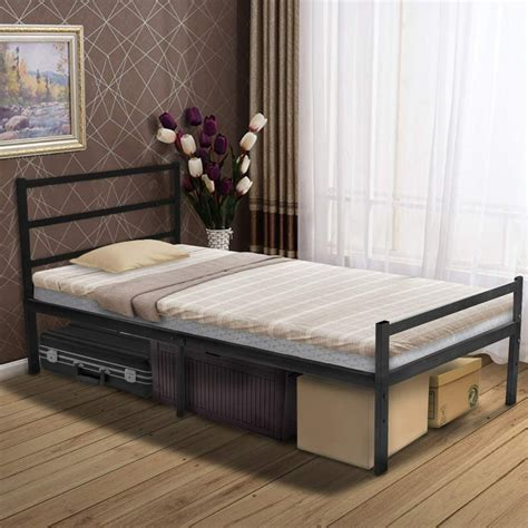 metal twin bed frame no box spring needed|high clearance twin bed frame.